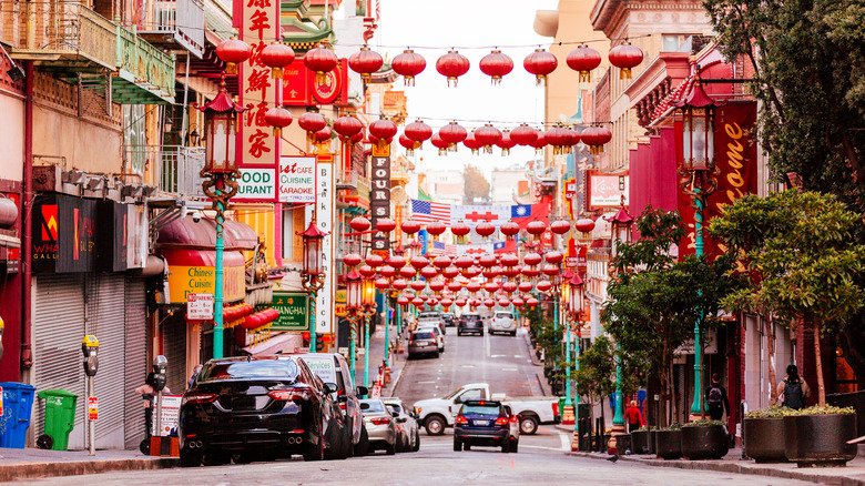 Red lanterns hanging in San Francisco Chinatown