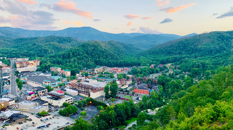 View over Gatlinburg from mountains