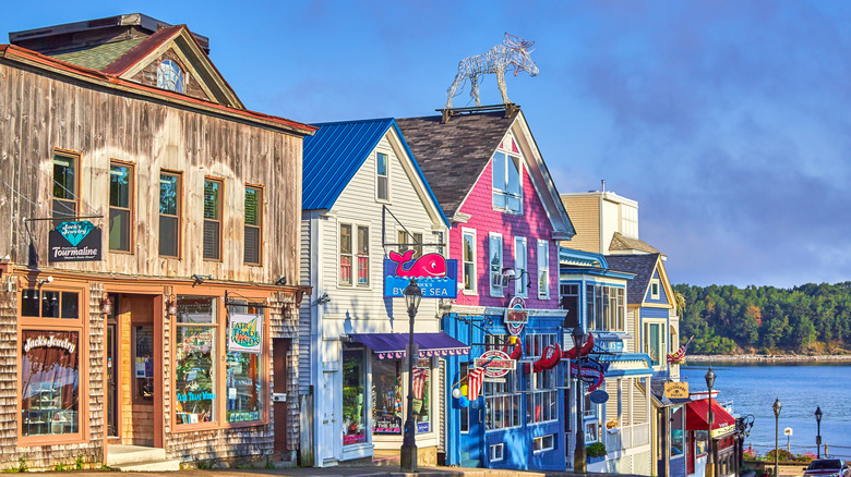 Colorful buildings in Bar Harbor