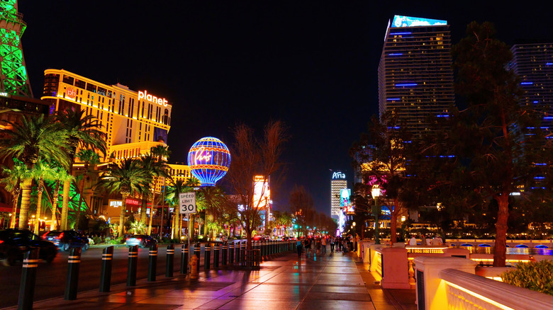 A ground-level view of Las Vegas, Nevada from the Strip