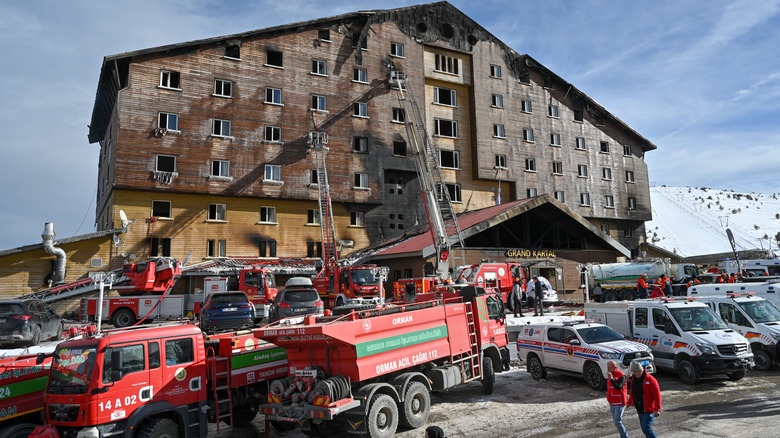 A hotel in Turkey after fire damage in 2025.