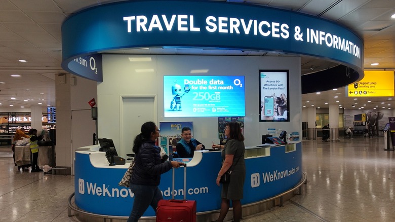 Airport information desk at Heathrow