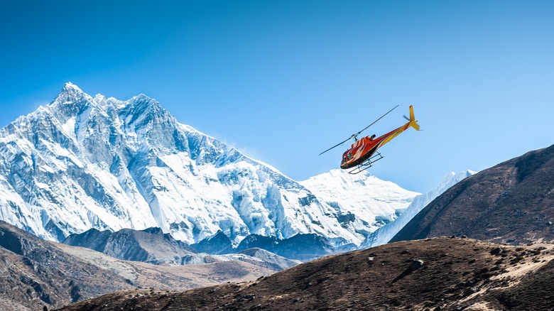 Helicopter in the Himalayas