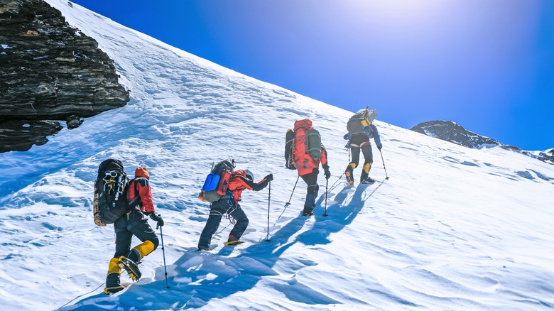 Climbers ascending Mt. Everest