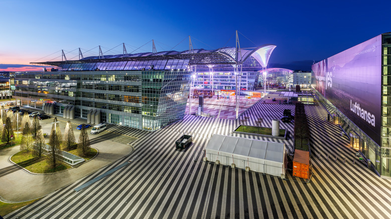 View of Munich Airport at night