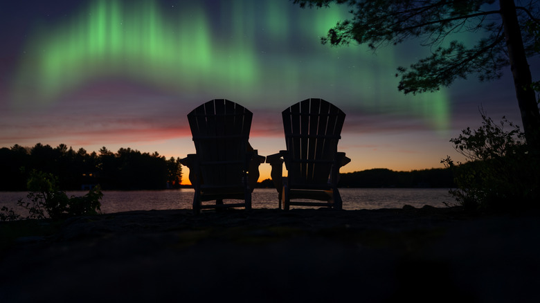 Two chairs and Northern Lights