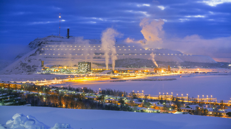 Kiruna, Sweden at night