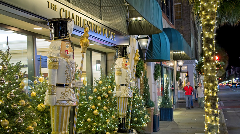 The Charleston Place in Christmas decorations