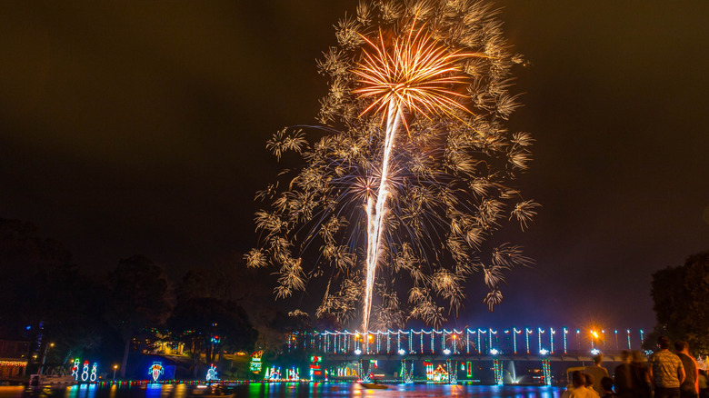 Fireworks over Cane River in Natchitoches