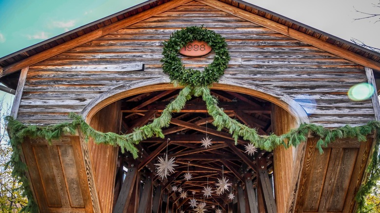 Heritage bridge with Christmas decorations, Winston-Salem