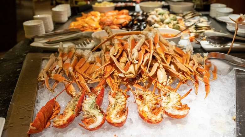 Lavish seafood display at a buffet