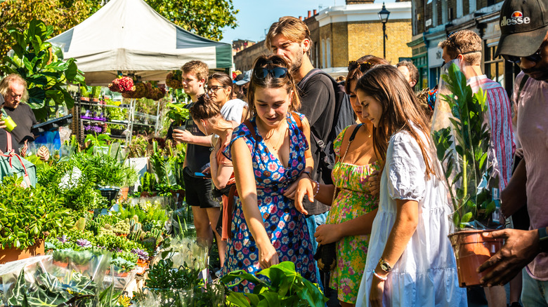 people at flower market