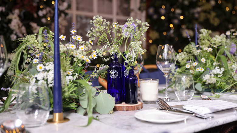 A restaurant table set beautifully