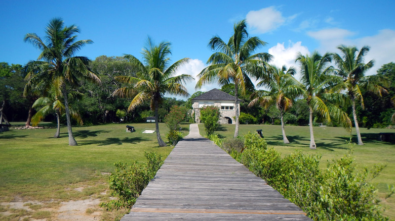 Solitary house and tropical trees at Lignumvitae Key