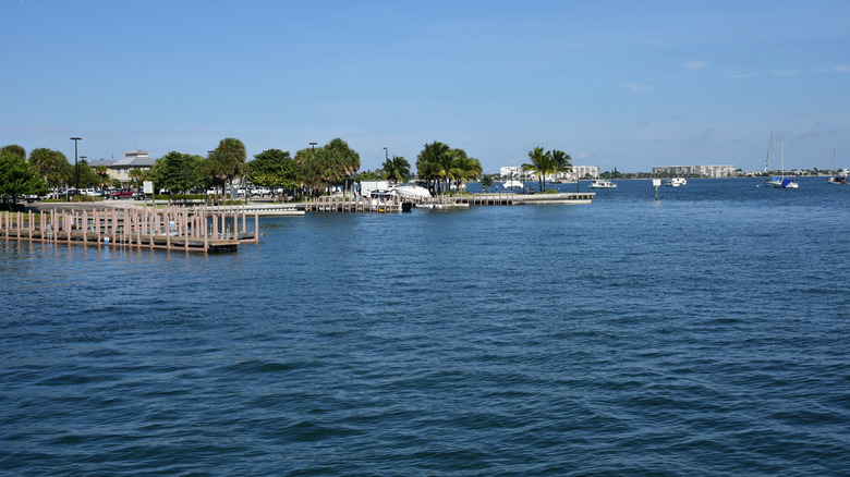 View of waters and boat bridges at Phil Foster Park