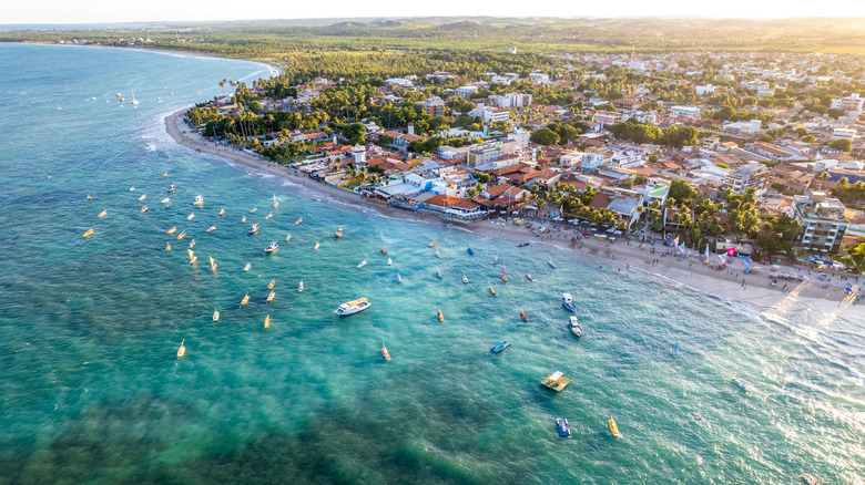 boats in ocean from above