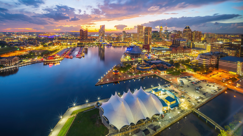 Baltimore sunset from above