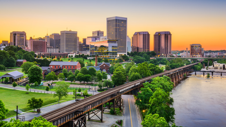 Richmond skyline at sunset