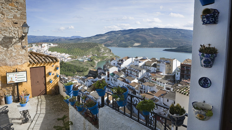 buildings and lake in Iznájar