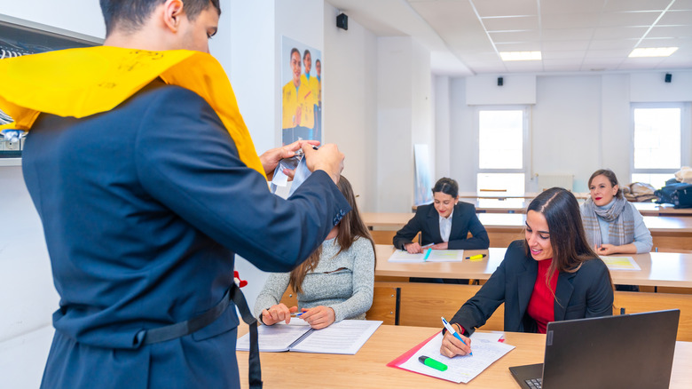 Training class for flight attendants