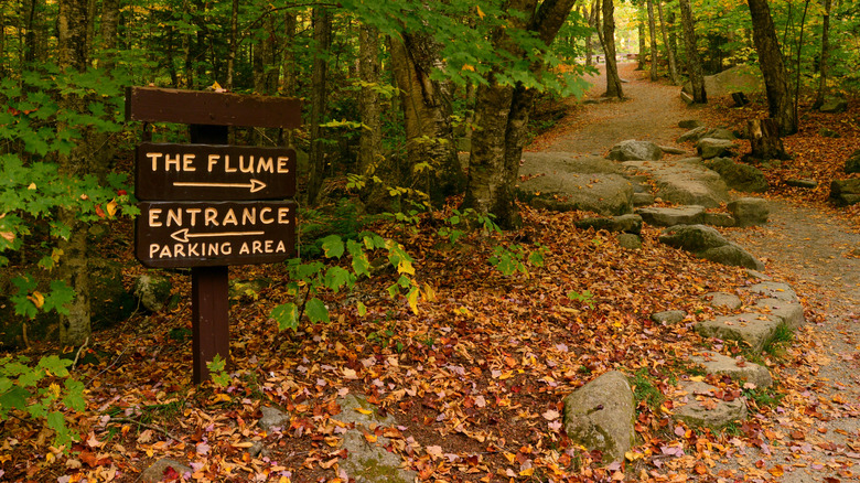 trail entrance sign fall foliage