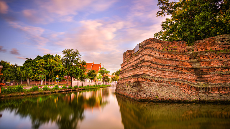 Ancient wall and moat in Chiang Mai