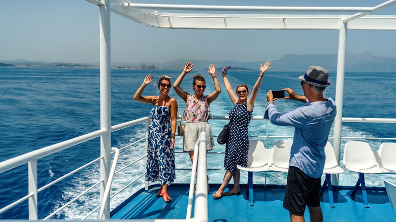 People taking pics on Greek ferry