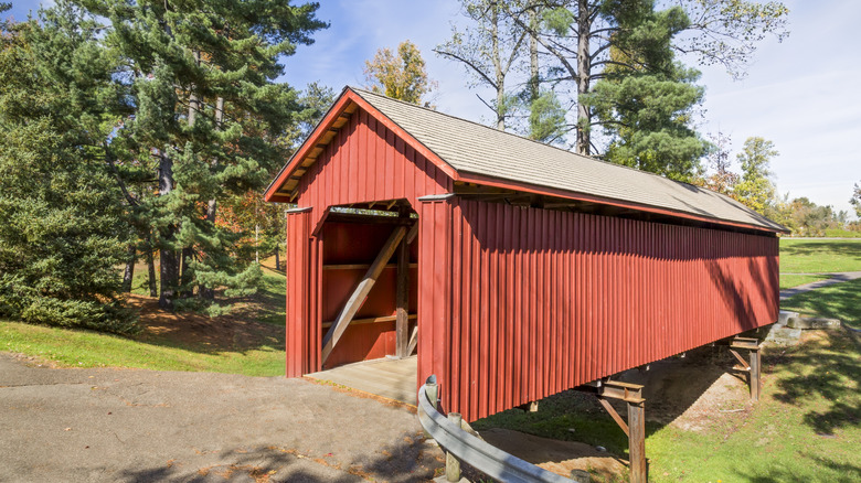 The red covered bridge in Cambridge, Ohio