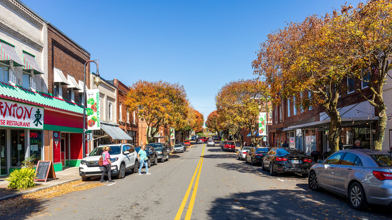 A street view of Galax, Virginia in the fall