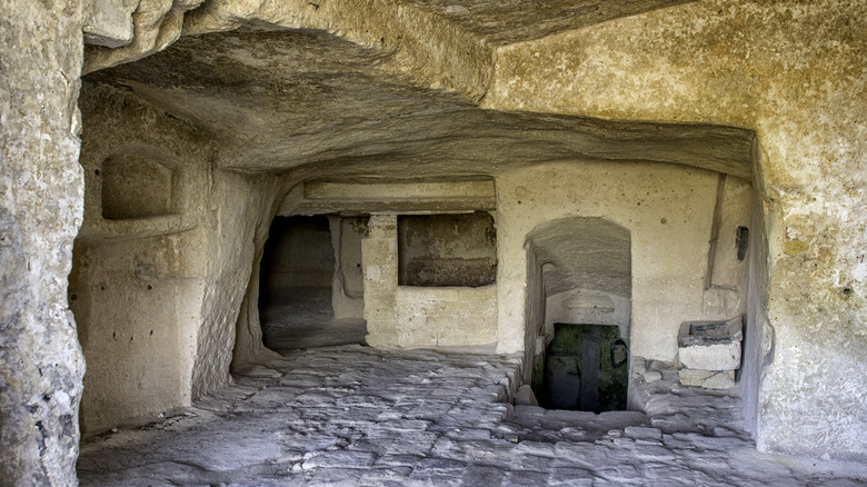 Inside a Matera rock dwelling