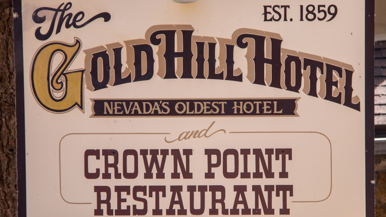 Gold Hill hotel sign in Virginia City, Nevada