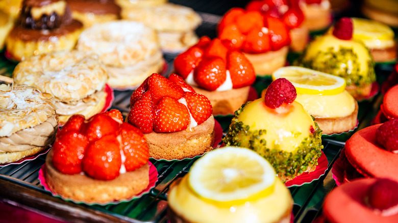 Parisian pastries in display window