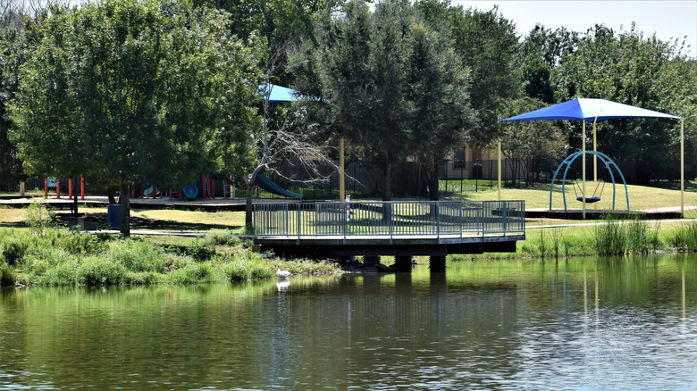 Fishing dock in Bradfield Park in Buda, Texas