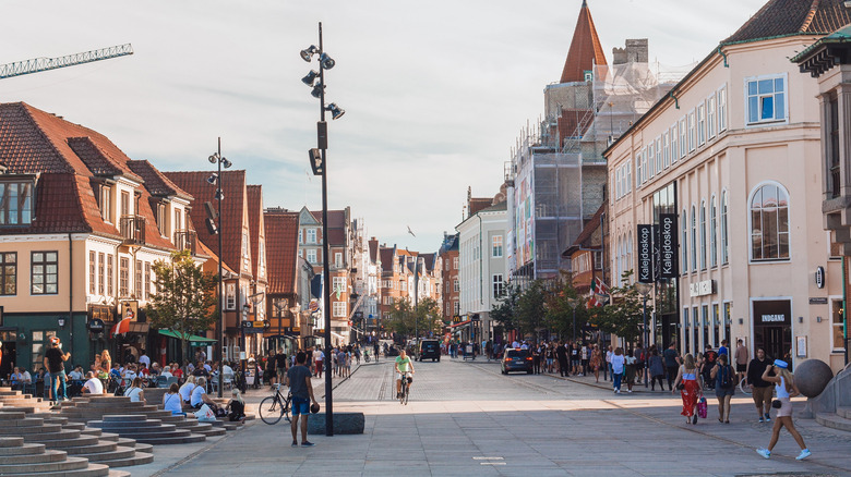 Summer day in central Aalborg, Denmark