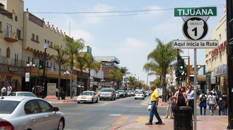 Street in Tijuana with Tijuana sign