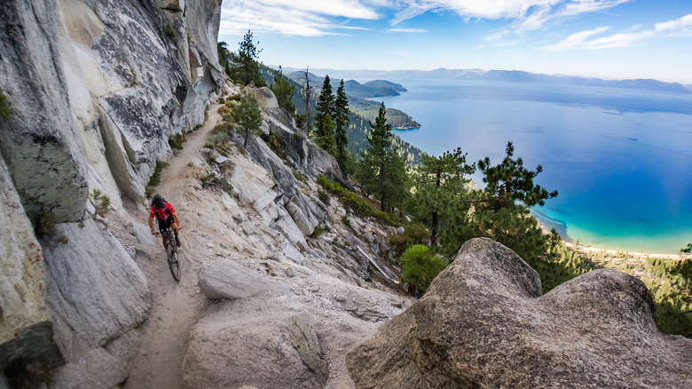 Biker on Flume Trail, Nevada