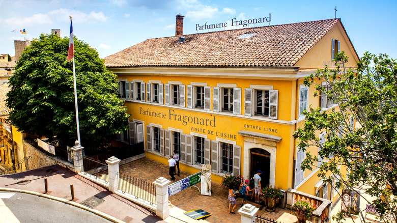 Yellow building of Fragonard Perfumery in Grasse