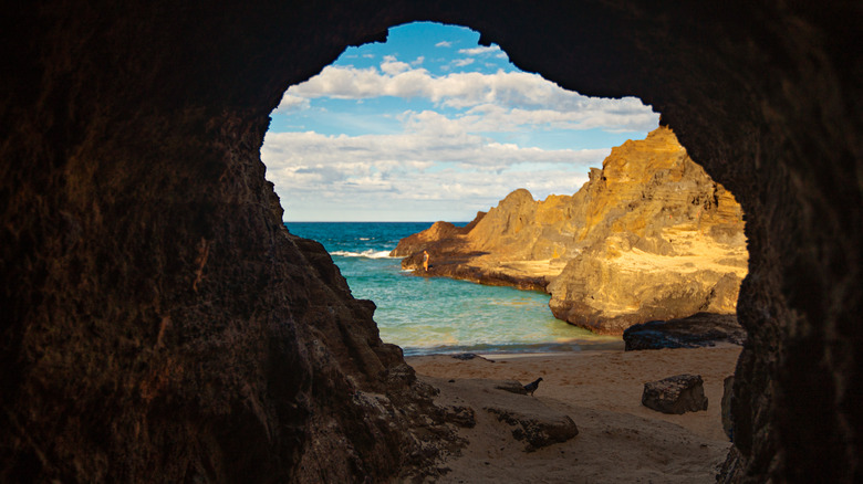 Halona Beach Cove as seen from a cave