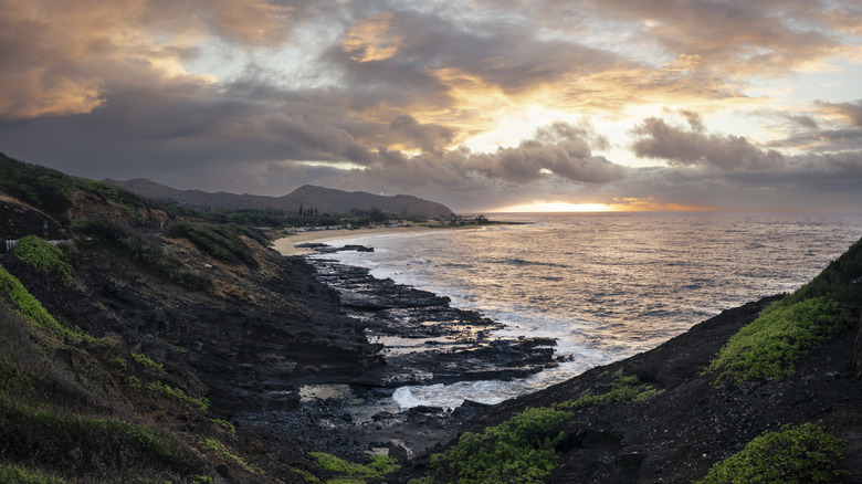 Sunset over Halona Beach Cove