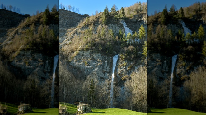 Dundelbach waterfall in the area around Lungern, Switzerland