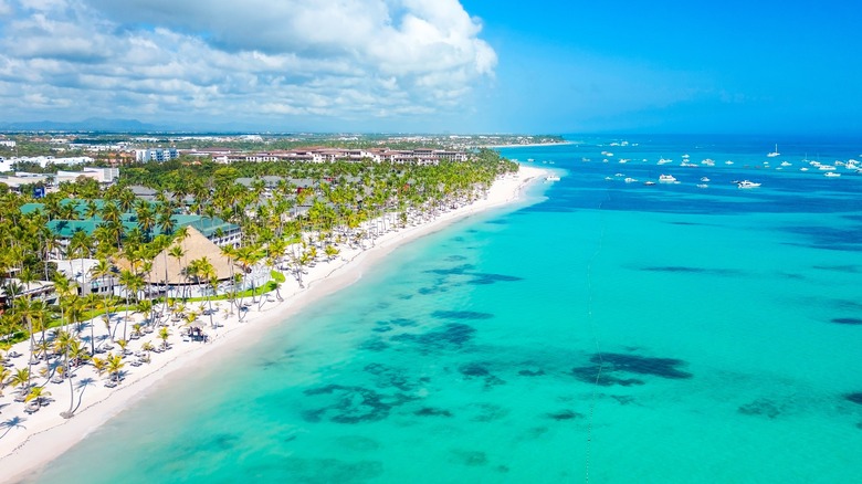 Aerial view of the coast of Punta Cana