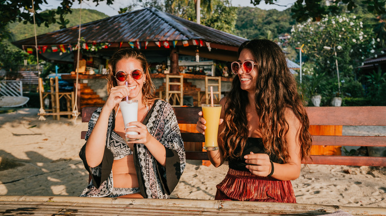 Women laughing on vacation