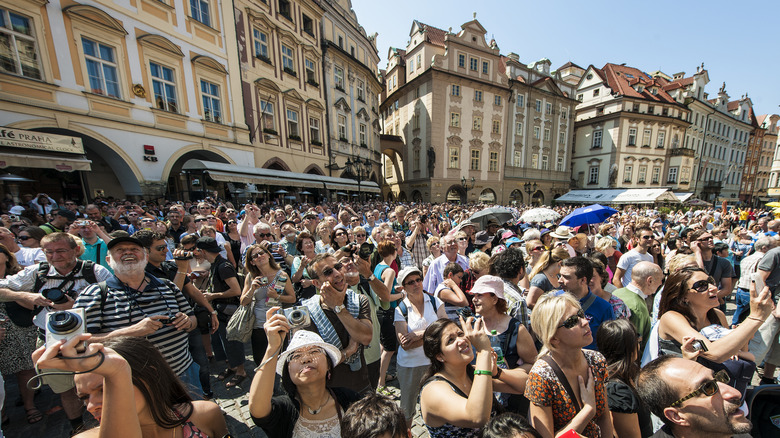 Crowd at tourist destination