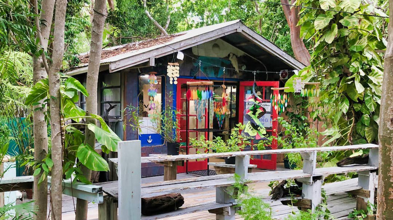 An artist's studio tucked in the garden at Rain Barrel Village in Islamorada, FL