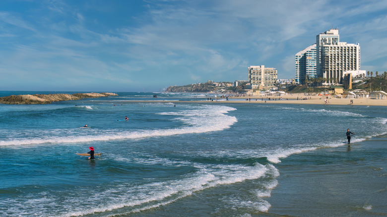 Mediterranean Sea beach in the winter