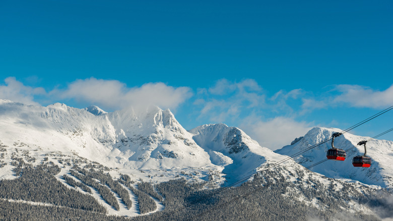 Snow-capped mountains at Whistler Blackcomb ski resort