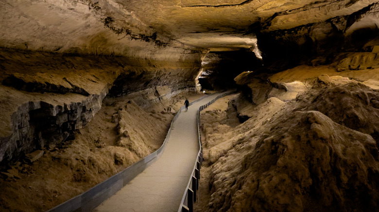 Hiker alone in Mammoth Cave