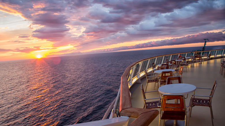 cruise deck overlooking sunset