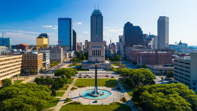 Aerial view of Indianapolis skyline