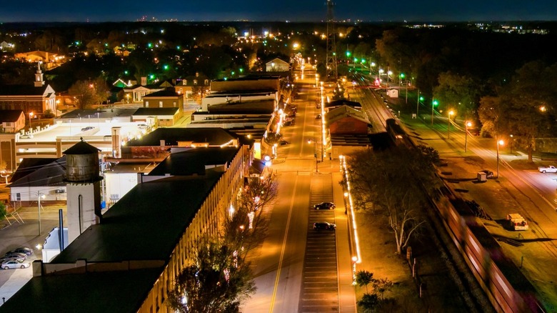 Downtown Buford, Georgia, at night